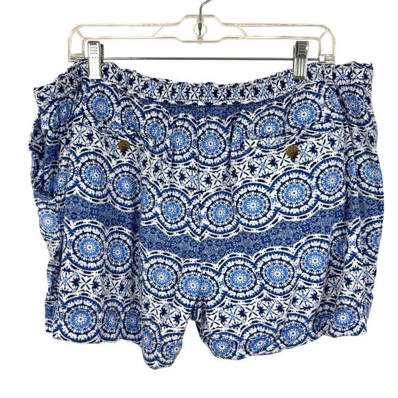 Caribbean & Company Blue Printed Shorts Casual Preppy Boho XXL - Picture 2 of 5